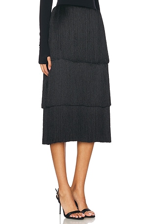 SELEZZA LONDON Vibia Midi Skirt in Black