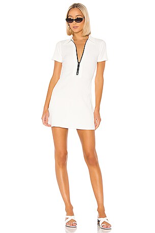 『ル』Stripe Rib Polo Dress M Women's Fitted Striped Ribbed Mid-Length Polo Dress