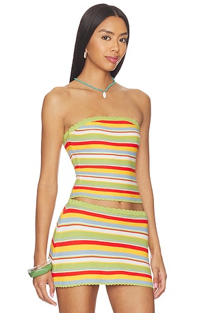 Solid & Striped The Celeste Tube Top in Green,Red