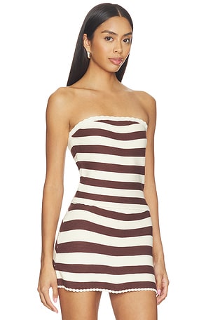 Solid & Striped The Celeste Tube Top in Brown,Cream