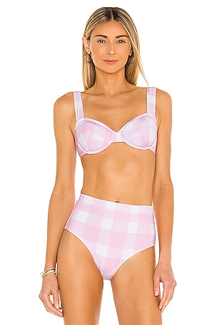 Solid & Striped Lilo Bikini Top in Painted Gingham | REVOLVE