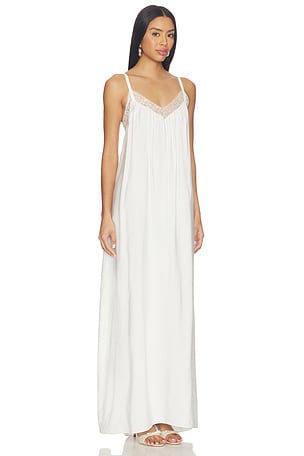 SABLYN Sigrid Relaxed V-neck Dress With Lace in White