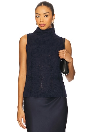 Salvia Sleeveless Cable Turtleneck Sweater SABLYN