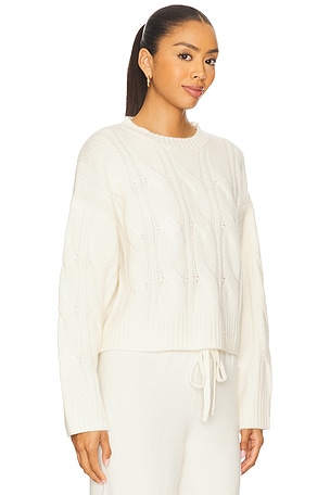 SABLYN Tristan Crewneck Cable Pullover in Ivory. Size XS. Also