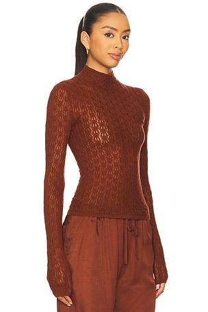 SABLYN Rhea Longsleeve Mock Neck Top in Cognac