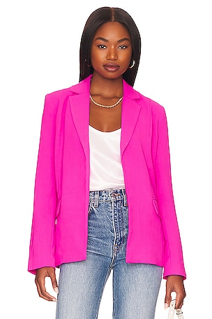 Alice and Olivia Faux Leather Blazer, Bralette Top & High Waist