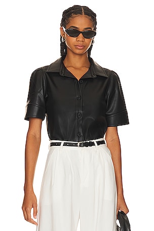 Virginia Faux Leather Top Steve Madden