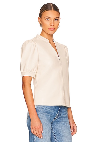 Steve Madden Jane Faux Leather Top in Cream