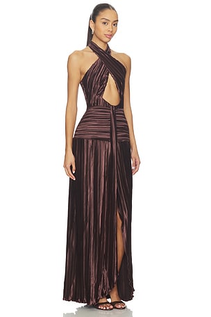 Sonya Moda Ariana Plisse Dress in Brown