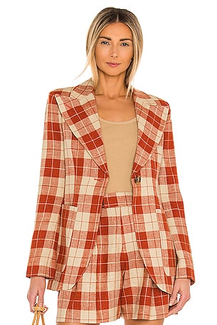 Smythe Patch Pocket Birkin Blazer in Rust Spring Tweed REVOLVE