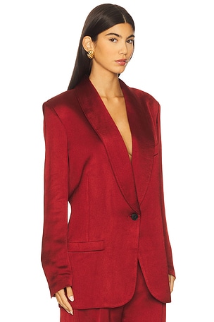 Smythe Shawl Collar Oversized Blazer in Red