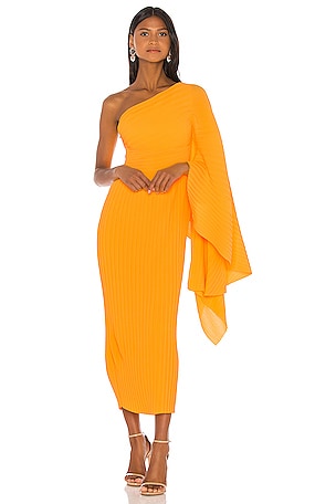 open lace back dress Miley Orange Midi Bodycon Ruched Dress – Rosies Closet main image 0