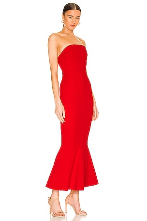 SOLACE London Amara Midi Dress in Red