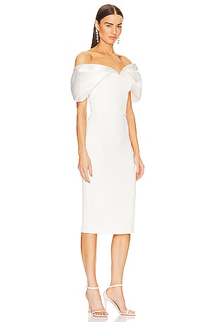 SOLACE London Wrenley Midi Dress in Cream