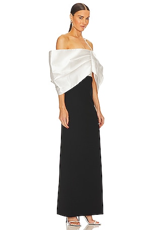 SOLACE London Filippa Maxi Dress in Black,White