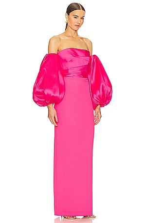 SOLACE London Carmen Maxi Dress in Fuchsia