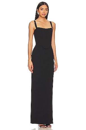 SOLACE London Frankie Maxi Dress in Black