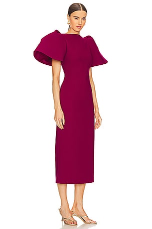 SOLACE London Lora Midi Dress in Wine