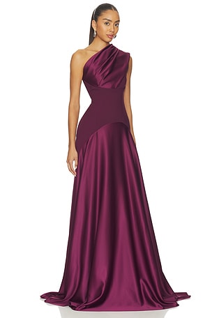 SOLACE London Gabriela Maxi Dress in Wine