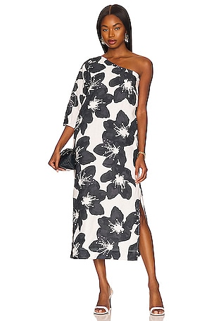 open lace back dress Kleo One Shoulder Maxi Dress - Black Floral