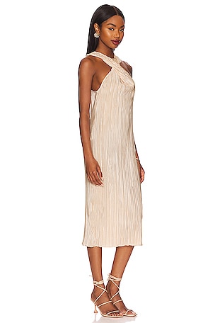 Song of Style Nalani Midi Dress in Beige. Size XS. Also