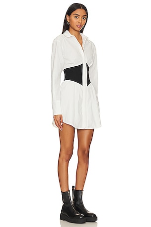 SOVERE Reminisce Corset Shirt Dress in White