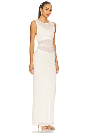 SOVERE Love Cowl Mesh Dress in Cream
