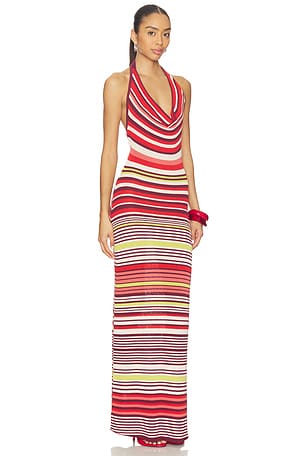 SOVERE Pandora Knit Dress in Red,White