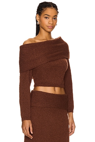 SOVERE Sanna Off Shoulder Sweater in Brown