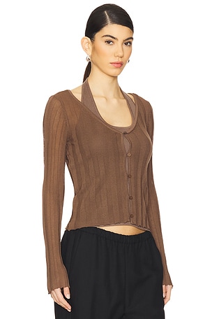 SOVERE Duality Knit Cardi Set in Brown
