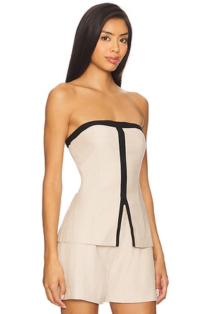 SOVERE Refine Bodice Top in Taupe. Size XS. Also