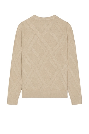 SEROYA Joseph Grid Cable Sweater in Tan