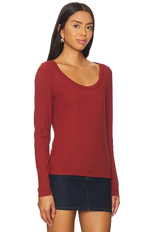 SPANX Rib Scoop Tee in Red