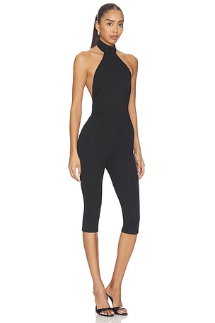 superdown Avi Open Back Capri Jumpsuit in Black