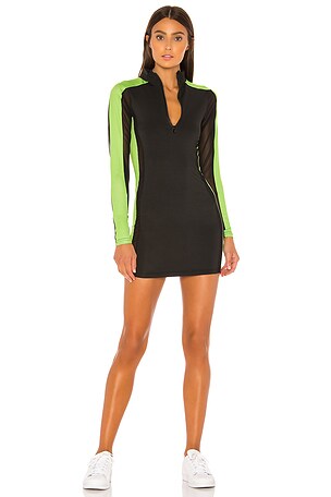 superdown Blair Long Sleeve Dress in Black & Neon Green | REVOLVE