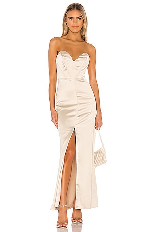 chinese dress ladies Elio Strapless Satin Maxi Dress