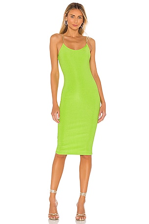 green dress with chain straps Bindi Olive Green Satin Mini Dress main image 1