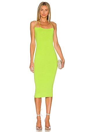 neon bodycon midi dress ALIX NYC Jay Dress Electric Green Neon Midi Ribbed Bodycon M $450 *READ