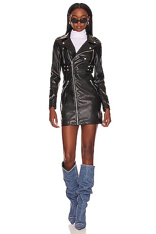 superdown Alyssa Biker Dress in Black | REVOLVE