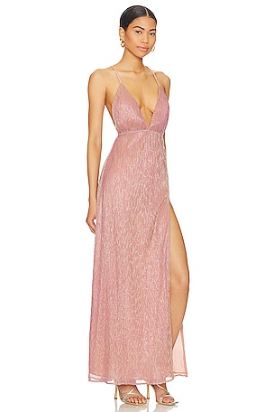 superdown Hailee High Slit Maxi Dress in Rose