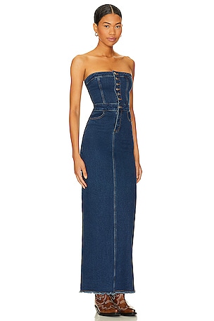 superdown Natalia Maxi Dress in Denim-Dark