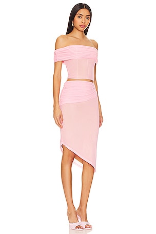 superdown Heidi Mesh Skirt Set in Pink