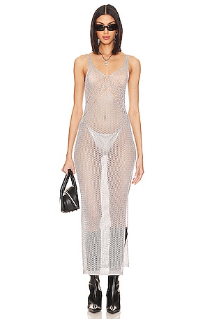 superdown Marlee Maxi Dress in Metallic Silver