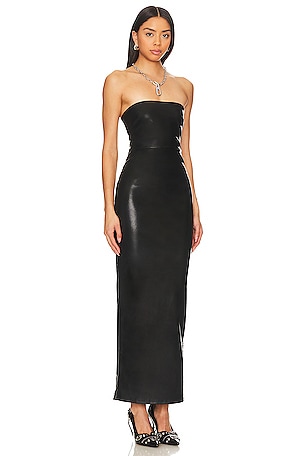 superdown Alexandra Faux Leather Dress in Black