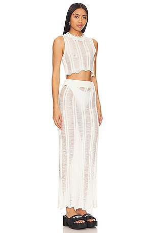 superdown Tayla Maxi Skirt Set in White
