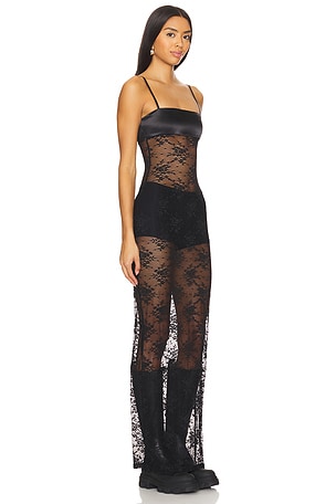superdown Mari Sheer Maxi Dress in Black