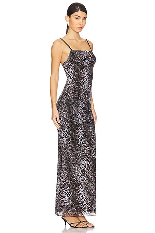 superdown Molly Maxi Dress in Leopard in Grey
