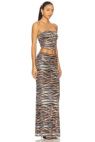 superdown Gisela Maxi Skirt Set in Brown