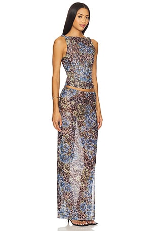 superdown Concha Maxi Skirt Set in Blue