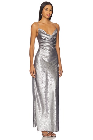 superdown Kit Maxi Dress in Metallic Silver